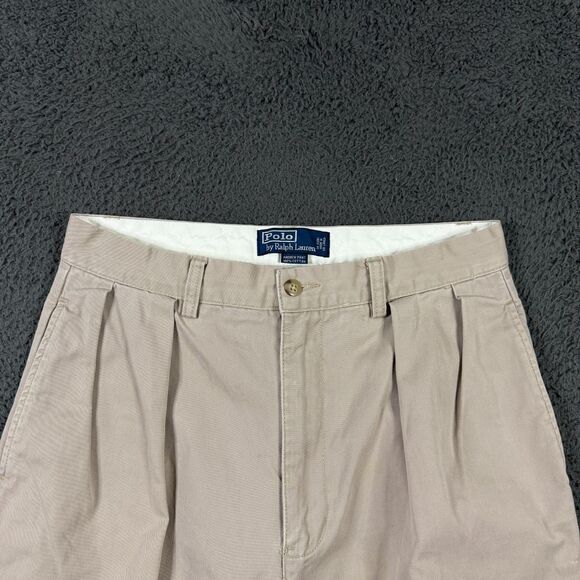 Vtg Polo Ralph Lauren Pants Mens 32x30 Beige Andrew Classic Fit Chino Pleated - Picture 2 of 15